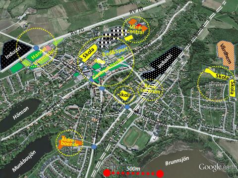 B1.1 Stadsstruktur och transporter Hedemora Stad har idag en mycket utspridd struktur avseende både privat och offentlig samhällsservice samt större arbetsplatser.