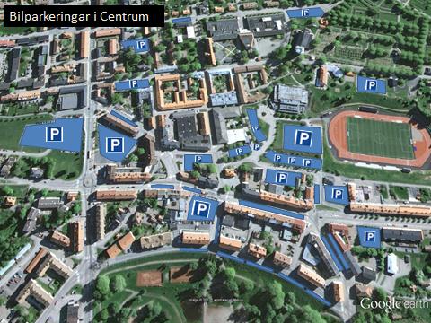 B1.8 Centrumparkeringar I Hedemora centrum finns över 900 markerade bilparkeringsplatser, belägna längs gator och på större parkeringsytor.