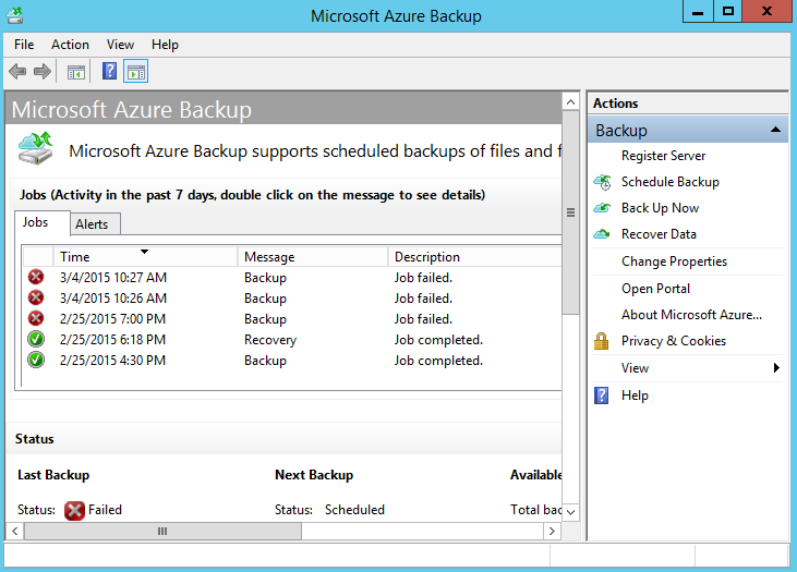 Bilaga 2:C Microsoft Azure Backup 1 Detta är gränssnittet för Microsoft Azure Backup.