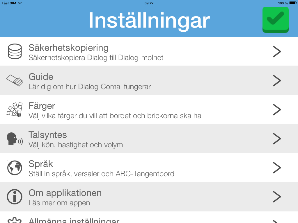 12 8 Inställningar i Dialog Comai När Dialog Comai startas kommer du till programmets startvy. På den övre delen finner du Titelfönstret.