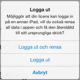 20 8.7.8 Logga ut Om du behöver byta ipad eller av annan anledning avsluta användandet av Dialog, tillfälligt eller permanent kan du logga ut via den här funktionen.