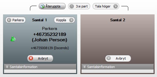 Parkera samtal När du har svarat på ett samtal kan du parkera det om du behöver prata med någon, eller kontrollera något vid sidan av telefonen.