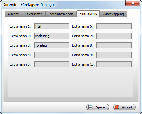 Faxnummer 3Växel Max har stöd för inkommande fax. För att göra inställningar för faxnummer öppnar du Inställningar-menyn och väljer Företagsinställningar.