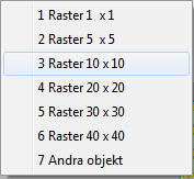 96 5) Skapa nya objekt genom att vänsterklicka med musen på objekten i lila färg. 6) Placera muspekaren i den positionen var bordet skall skapas och tryck på höger musknapp.