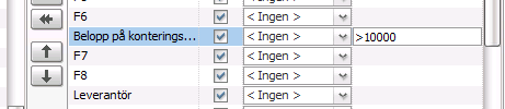 13 (29) 1.14 Filter För att förfina din sökning kan du använda dig av filter beroende på om fältet är av typen Text, Tal eller Datum.