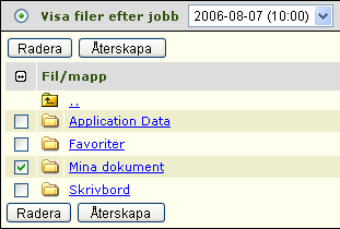 40 Manual - Säkerhetskopiering via Internet När du markerat de filer och mappar som du önskar återskapa trycker du på knappen "Återskapa".