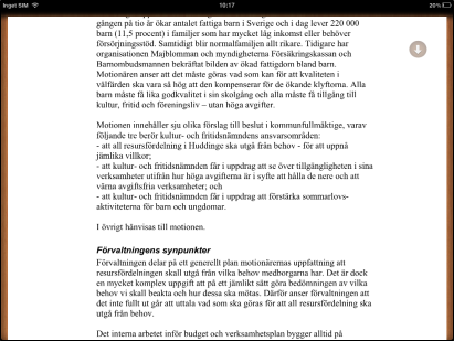 7 Dokument Till höger om alla dokumentnamn visas antingen ikonen eller. Visas ikonen indikerar detta att dokumentet inte är nedladdat. Genom att trycka på ikonen laddas dokumentet ned till ipaden.