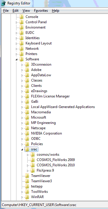 DEL 3: Avinstallation Extra information SolidWorks Registernycklar Använd helst Custom Uninstall för att per automatik radera registernycklar. Dock kan man radera dessa nycklar även manuellt.