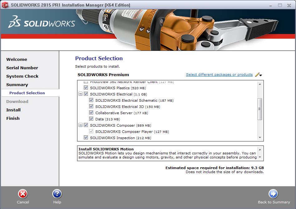 DEL 4: Övriga produkter Följ anvisningarna för individuell installation, DEL 1, steg 6. Från steg 10.1 se nedan: 10.1 Komponenter Under Solidworks Electrical finns 4 val.