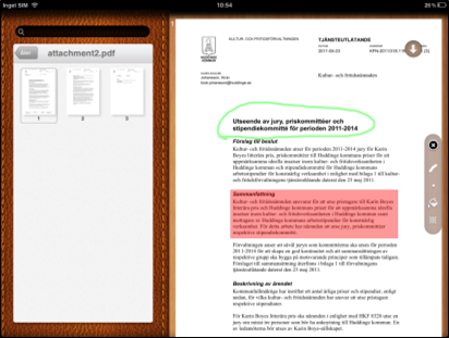 Genom att dubbeltryck på en markering och sedan välja Radera markering kan en markering tas bort från dokumentet. Man kan även ångra senaste markeringen genom att skaka ipad:en.