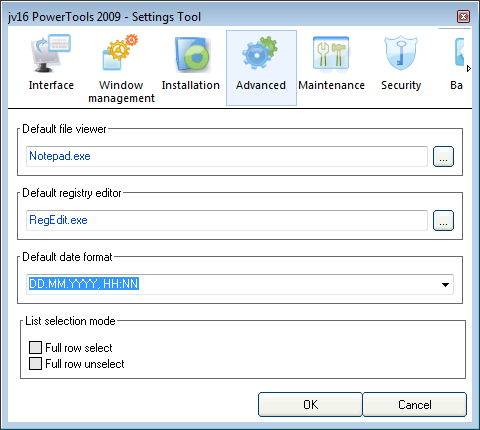 Avancerad Sektion Image 6. The Advanced section allows you to, for example, define which date format you wishes the program to use.