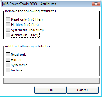 File Attribute Tool Att ta bort gamla och lägga till nya attribut till flera filer samtidigt kan göras med File Attribute Tool. Du kan komma åt File Attribute Tool från File Tool.