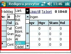 Volymsinställningar (Avdelningsvis) Om volymen räknas avdelningsvis tas ej hänsyn till trädslag. Men du kan fortfarande välja mellan Tor Jonnsons tabeller eller formhöjdsberäkning.