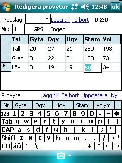 Detta blir nu provyta nummer 1. Tall, Gran och Löv läggs till automatiskt. Du kan naturligtvis förändra trädslagsuppsättningen som du vill genom att ta bort och lägga till trädslag.