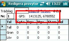 Kartfunktionen Du kan om du vill registrera positionen för dina provytor, antingen med hjälp av pennan eller med hjälp av gps:en.