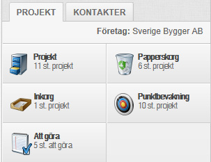 Mina Projekt och Kontakter Projektfliken Projekt Här hittar du dina sparade projekt.