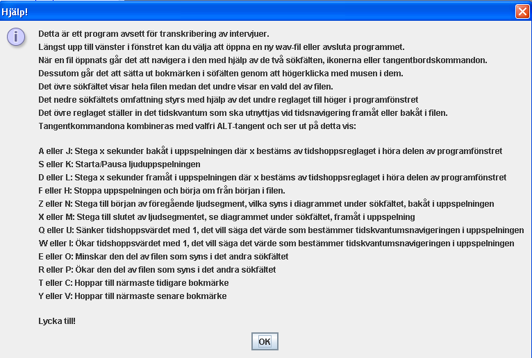 8.2 Systemkrav Figur 11: Visar hjälpfönstret För att använda programmet till fullo krävs följande: En dator med Java Virtual Machine installerat. Mus eller annat pekdon.