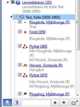 Kartfunktionen i Disgen 8.2d, Grundkurs 57 I sidopanelen hittar du informationen om Kalle Test.