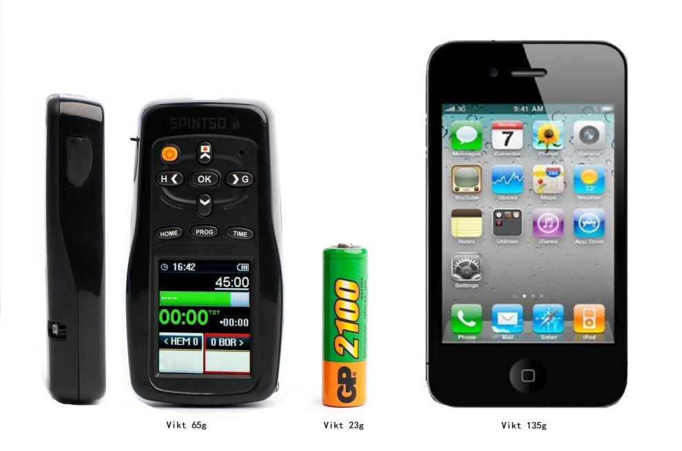 60.Teknisk information SPINTSO PDA Vikt: 65g Mått: 96 (ex. fäste för visselpipa) x 48 x 18 mm. Kommunikation: USB-2.