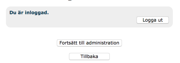 Logga in genom att ange Användarnamn och Lösenord Nu är du inloggad Välj Fortsätt till administration Nu dyker rutan här till höger upp, med information om er förening. Här kan ni: 1.