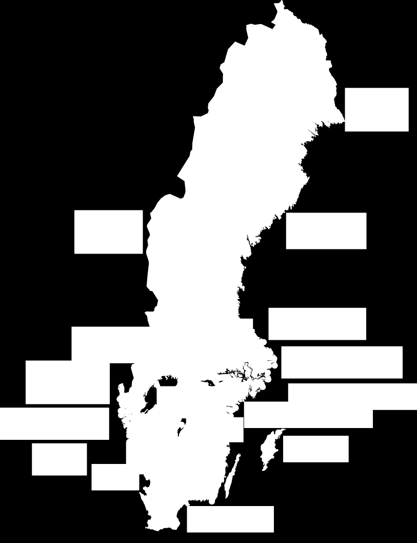 3.2 LOKALISERING Färjerederiets verksamhet leds från huvudkontoret i Vaxholm utanför Stockholm. Färjetrafiken bedrivs i hela landet och är uppdelad i 18 distriktsenheter (Fig.