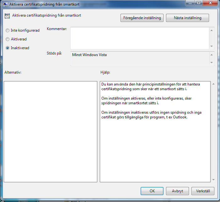3.3 Net id inställningar Dessa inställningar för Net id bör göras: 3.4 Net id på Windows 7: Klicka Start-menyn och skriv gpedit.msc och tryck Enter.