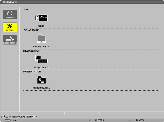 4. Använda bildvisaren Namn och funktioner på Bildvisarskärmen Bildvisaren har tre skärmar: Skärmen med disklistan, Miniatyrbildsskärmen och Enkelbildsskärmen.