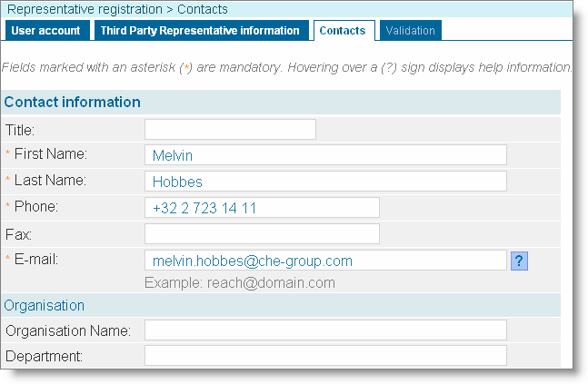 34 Reach-IT Handbok för industrianvändare Version: 2.1 tredjepartsföreträdarens juridiska enhet vid import av LEOX-filen. Det är tredjepartsföreträdarens uppgift att ange kontaktpersoner.