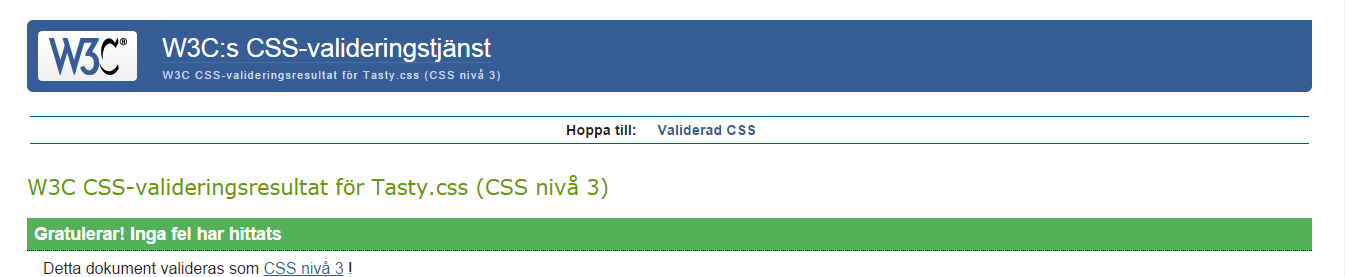 Internet Applications, ID1354 Seminar1, HTML & CSS Valideringsresultat enligt http://validator.w3.