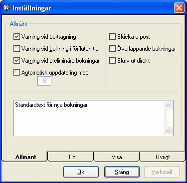 Inställningar I Resurs finns det ett antal inställningar för att underlätta arbetet i systemet. De flesta inställningar är unika för respektive användare av systemet.