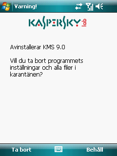 A N V Ä N D A R H A N D B O K För att avinstallera programmet helt, klicka Ta bort. Bild 72: Borttagning av programinställningar 5. Starta om enheten för att avsluta avinstallationen av programmet.