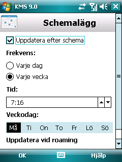 K A S P E R S K Y M O B I L E S E C U R I T Y 9. 0 F Ö R M I C R O S O F T W I N D O W S M O B I L E genomsökningstiden. 4. När du är färdig, klicka OK.