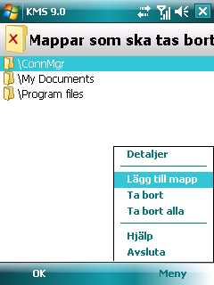 A N V Ä N D A R H A N D B O K För att lägga till en mapp på listan över mappar som ska tas bort: 1. Välj Meny Stöldskydd. Detta öppnar fönstret Stöldskydd. 2. Välj Datarensning.