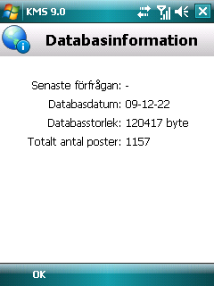 A N V Ä N D A R H A N D B O K Fönstret Databasinformation öppnas, med information om programmets antivirusdatabaser (se bild nedan).