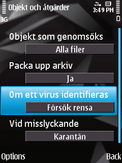 K A S P E R S K Y M O B I L E S E C U R I T Y 9. 0 F Ö R S Y M B I A N OS Logga händelsen: behandla inte skadliga objekt men logga information om dem i programloggen.