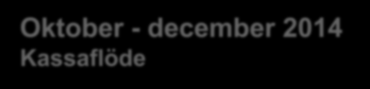 Oktober - december 2014 Kassaflöde Okt-dec Okt-dec MSEK 2014 2013 Löpande verksamheten före förändring rörelsekap.