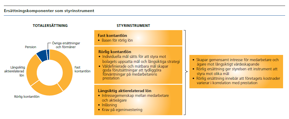 Kategorier av ersättning i mixen Investor En tydlig redovisning av ersättningens olika kategorier, och korta