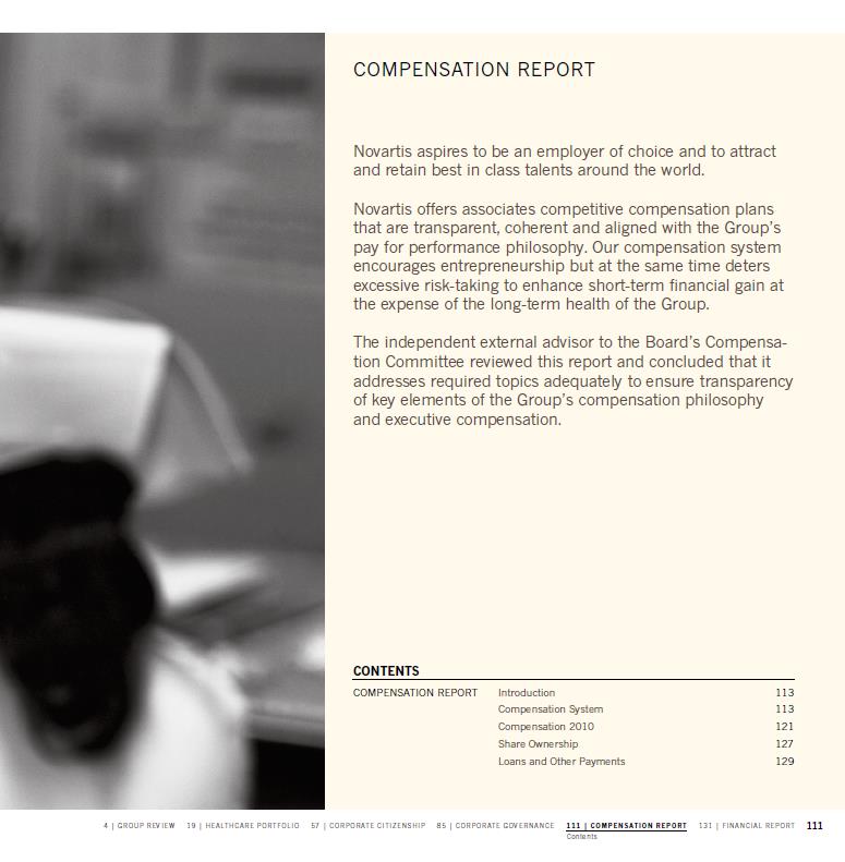 Allt på ett ställe Compensation report Novartis, 19 sidor
