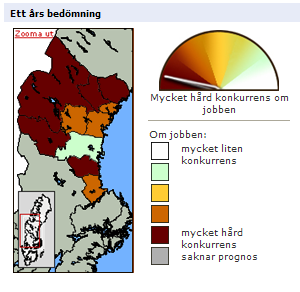 21 Illustration 24: Utbud och efterfrågan på sjuksköterskor, Västernorrland Vi ser t.ex. att tillskottet av sjuksköterskor kommer att vara 1 100 personer sammanlagt under 2003-2015.