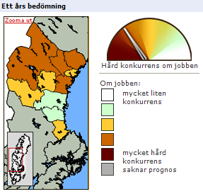 22 Illustration 26: Utbud och efterfrågan inom omvårdnad, hela riket Vi ser bl.a. att det finns god tillgång till personer med omvårdnadsutbildning under 2009, både nyutexaminerade och yrkeserfarna.