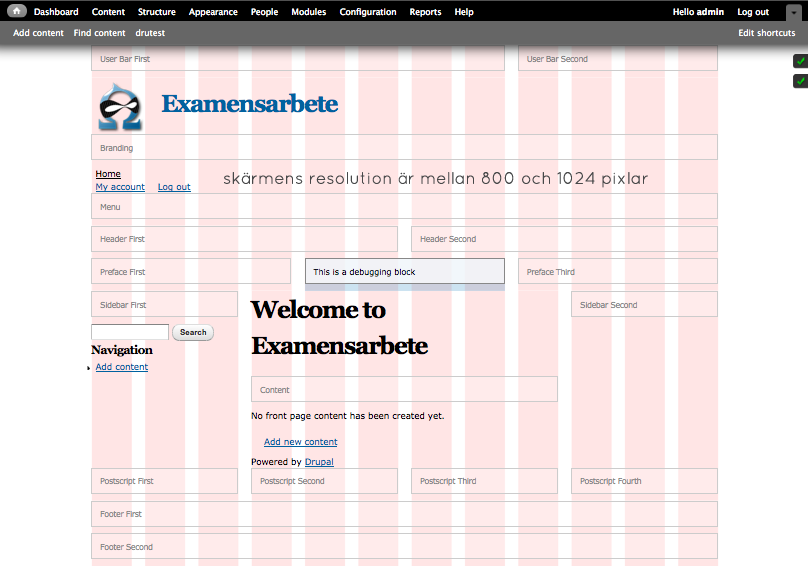 Figur 12. Demonstration av resultatet då skärmstorleken möter kraven för media queries.