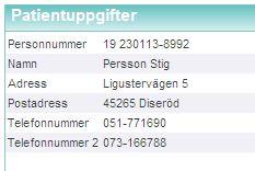 6 (29) 2.1 Patientuppgifter Till fältet Patientuppgifter hämtas information från den Melior-databas man är inloggad i.