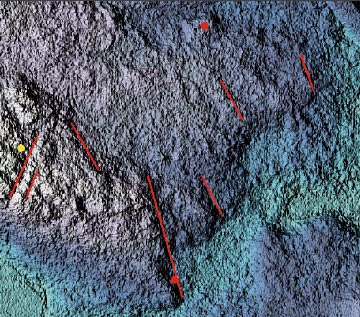 Tolkning från ortofoto och detaljerad terrängmodell Tolkning av morfologiska strukturelement har utförts genom en kombinerad analys av ortofoto, detaljerad terrängmodell samt shaded relief och slope.