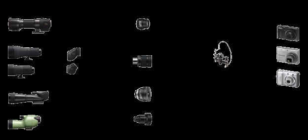 Nikon digiscopingsystem Tubkikare Detta behändiga system gör det möjligt att fotografera genom en tubkikare.