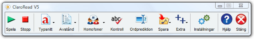 ClaroRead översikt ClaroRead erbjuder en lättläst flytande verktygsrad som låser sig till det programfönster som för tillfället är aktiverat.
