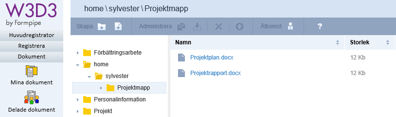 W3D3 2014 R1 Fristående dokumenthantering (2/3) Delade dokument =