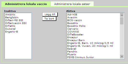 Lokala vaccin (egna kylskåpet)