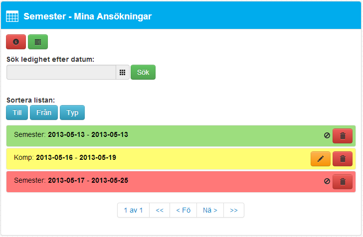 ha statusen avvaktande, godkänd eller nekad, där den förstnämnda är den status alla nya ansökningar tilldelas.