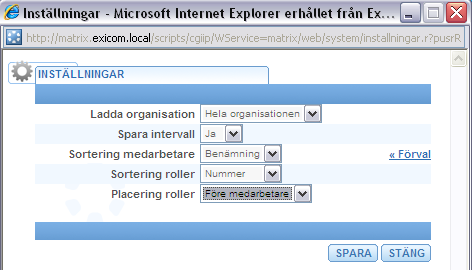 Projektuppföljning Sortering av medarbetare på nummer, kortnamn eller benämning har införts i rapport Projektuppföljning. Inställningen kan väljas att vara gemensam eller personlig.