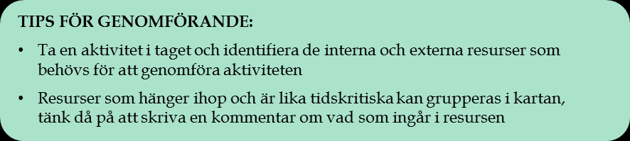 Om en aktivitet innefattar moment som har olika lösningar vid avbrott och/eller är olika tidskritiska, så bör den delas upp i olika aktiviteter.